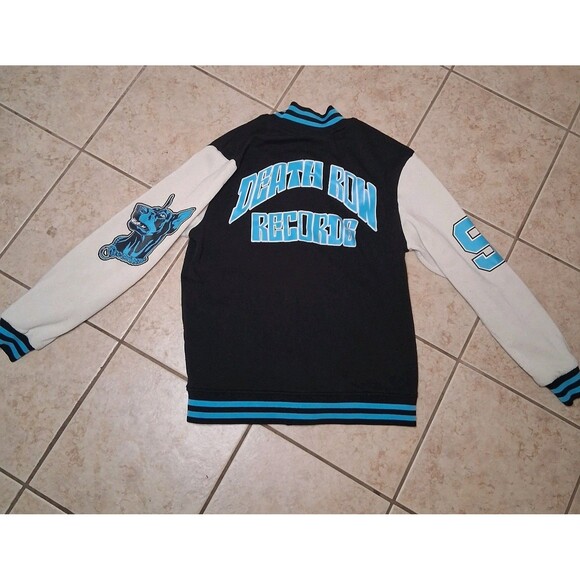 Death Row Records Varsity Letterman Jacket Sz Medium Black/Teal Snoop Dog - Picture 5 of 5